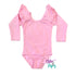 Bubblegum Pink Long Sleeve Triple Ruffle Leotard