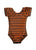 Orange & Black Stripe Cap Sleeve Leotard