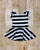 Black & White Stripe Cap Sleeve Skirted Leotard - Scoop Back
