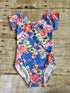 Blue Floral Cap Sleeve Leotard