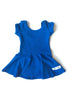 Jewel Blue Skirted Cap Sleeve Leotard - Scoop Back
