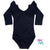 Navy Long Sleeve with Triple Ruffle Leotard