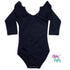 Navy Long Sleeve with Triple Ruffle Leotard