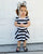 Black & White Stripe Cap Sleeve Skirted Leotard - Scoop Back