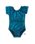 Turquoise Mermaid Cap Sleeve Leotard (small scales)