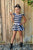 Black & White Stripe Cap Sleeve Skirted Leotard - Scoop Back