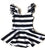 Black & White Stripe Flutter Sleeve Skirted Leotard - Scoop Back