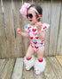 Multi Colored Hearts Flutter Sleeve Leotard