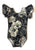 Black & Cream Floral Flutter Sleeve Leotard