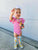 Pink & White Stripe Flutter Sleeve Leotard