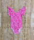 Hot Pink Damask Flutter Sleeve Leotard