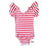 Red & White Stripe Flutter Sleeve Leotard