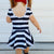 Black & White Stripe Cap Sleeve Skirted Leotard - Scoop Back