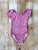 Hot Pink Flowers Cap Sleeve Leotard