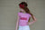 Pink & White Stripe Cap Sleeve Leotard