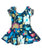 Navy Floral Cap Sleeve Skirted Leotard - Scoop Back