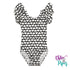 Black with white hearts Flutter Sleeve Leotard