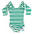 Green & White Stripe Long Sleeve with Triple Ruffle Leotard