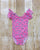 Hot Pink Flowers Flutter Sleeve Leotard