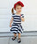 Black & White Stripe Cap Sleeve Skirted Leotard - Scoop Back