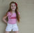 Pink & White Stripe Cap Sleeve Leotard