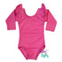 Hot Pink Long Sleeve with Triple Ruffle Leotard