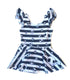 Striped Jack Flutter Sleeve Skirted Leotard (read description) - Scoop Back