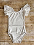 Ivory Flutter Sleeve Leotard
