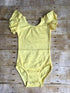 Light Yellow Flutter Sleeve Leotard