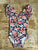 Navy Floral Flutter Sleeve Leotard