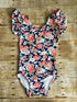 Navy Floral Flutter Sleeve Leotard