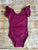 Wine Flutter Sleeve Leotard