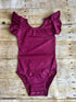 Wine Flutter Sleeve Leotard